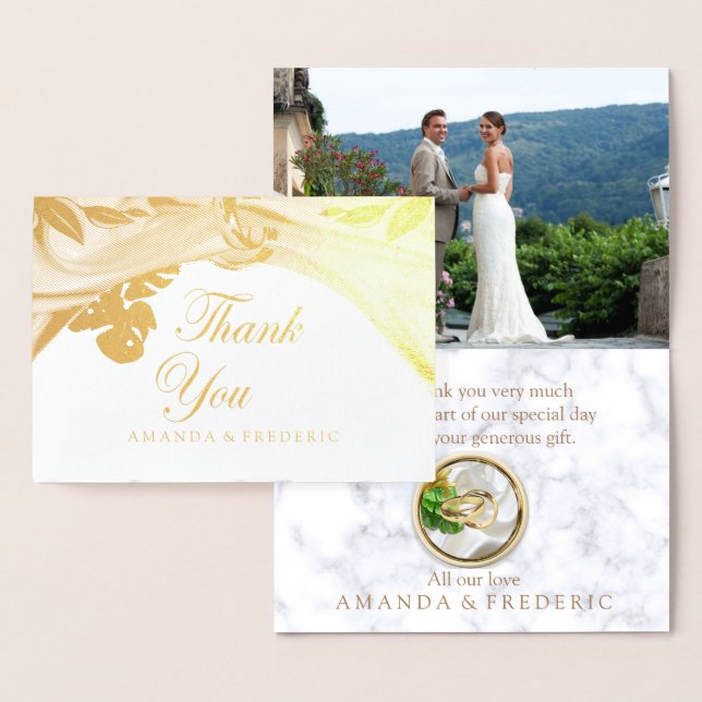 Romantic Tropical FOIL THANK YOU Wedding Card (Display)