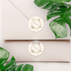 Romantic Tropical Greenery Wedding Classic Round Sticker