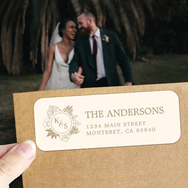 Romantic Tropical Greenery Wedding Label (Creator Uploaded)