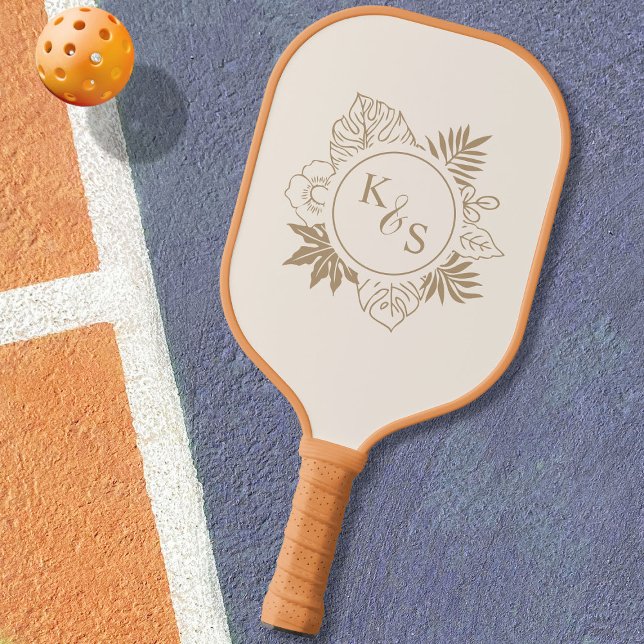 Romantic Tropical Greenery Wedding Pickleball Paddle (Creator Uploaded)