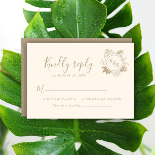 Romantic Tropical Greenery Wedding RSVP Card