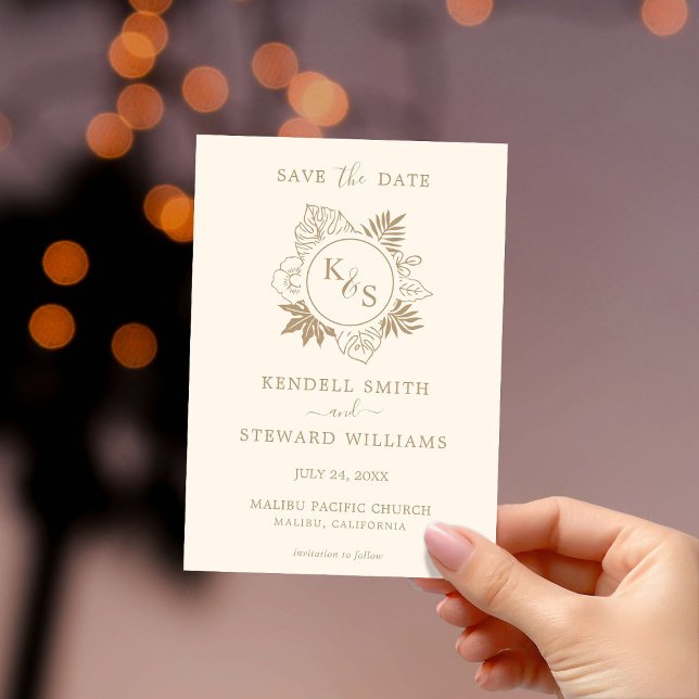 Romantic Tropical Greenery Wedding Save The Date (Creator Uploaded)