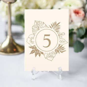 Romantic Tropical Greenery Wedding Table Number by splendidsummer at Zazzle