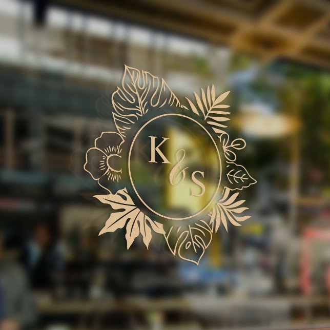 Romantic Tropical Greenery Wedding Window Cling (Creator Uploaded)