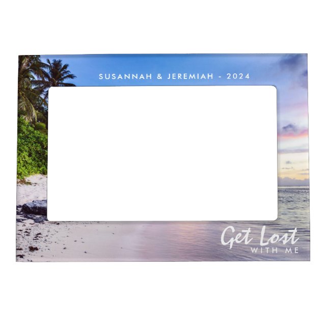 Romantic Tropical Island Beach Sunset Magnetic Frame (Front)