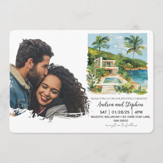 Romantic Tropical Island Wedding Invitation (Front)