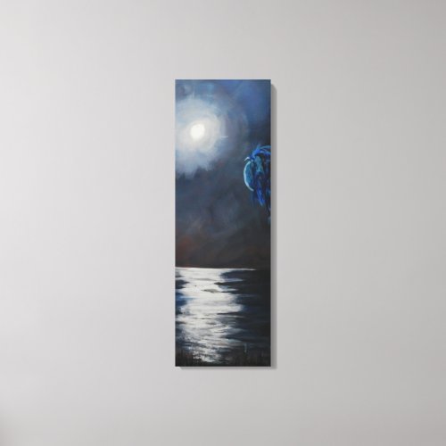 Romantic Tropical Moon Over Water Canvas Art