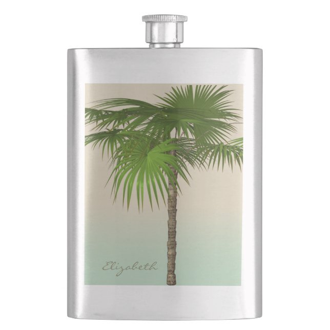 Romantic Tropical Palm Tree -Personalized Flask (Front)