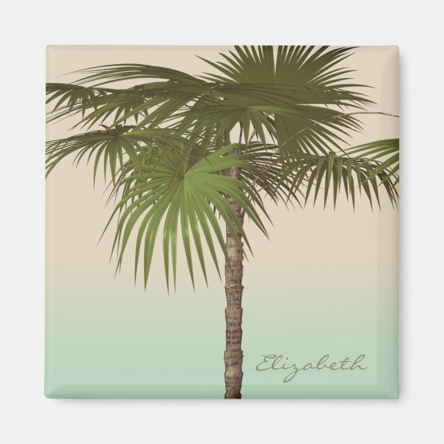 Romantic Tropical Palm Tree -Personalized Magnet (Front)