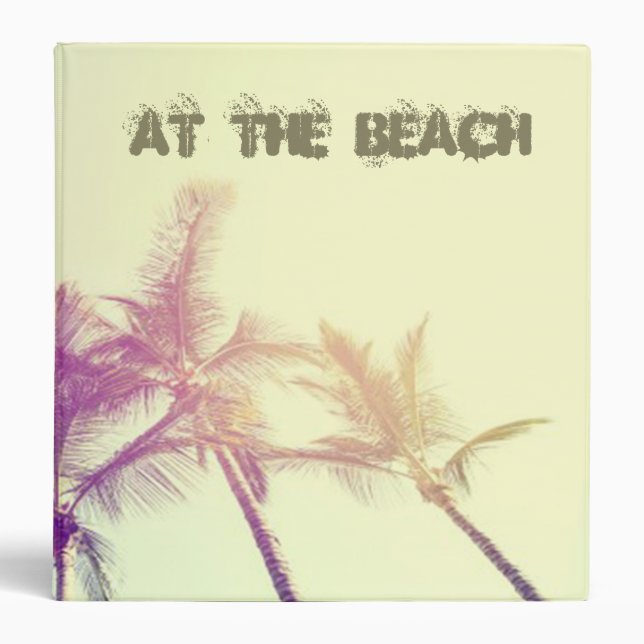 Romantic Tropical Palm Trees 3 Ring Binder (Front)
