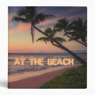 Romantic Tropical Palm Trees, Sunset 3 Ring Binder
