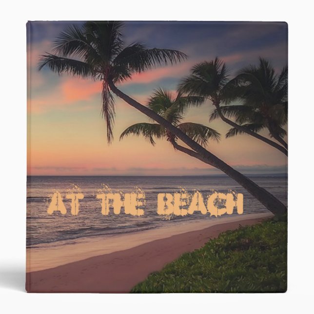 Romantic Tropical Palm Trees, Sunset 3 Ring Binder (Front)