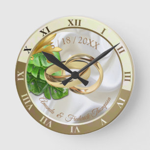 Romantic Tropical Wedding Gift Clock