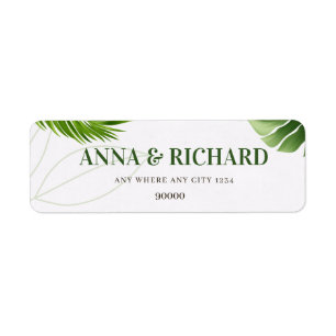 Romantic Tropical Wedding Invitation Label