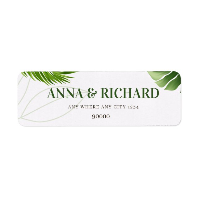 Romantic Tropical Wedding Invitation Label (Front)