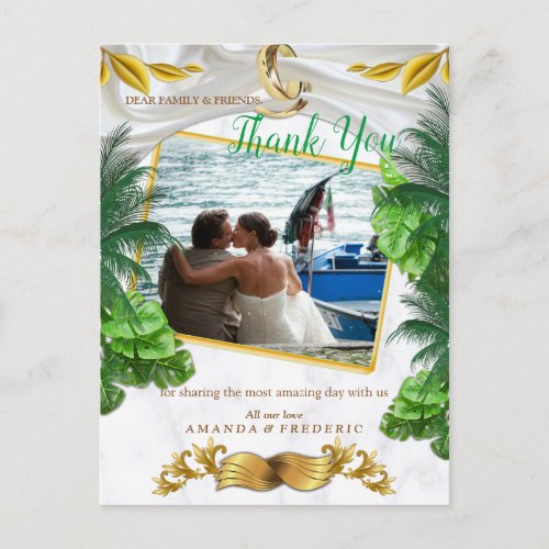 Romantic Tropical Wedding Thank You Postcard