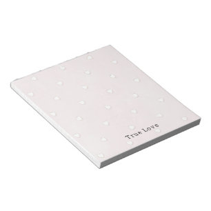 Romantic True Love White Hearts Pink Valentine Notepad