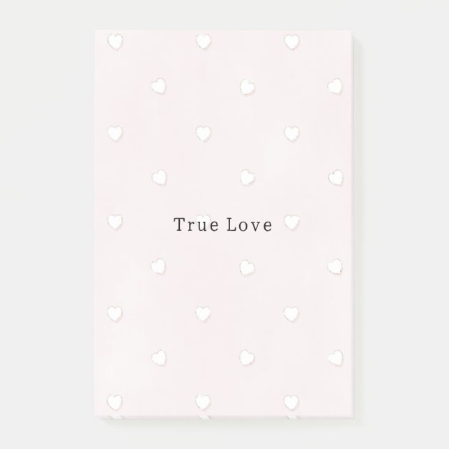 Romantic True Love White Hearts Pink Valentine Post-it Notes (Front)