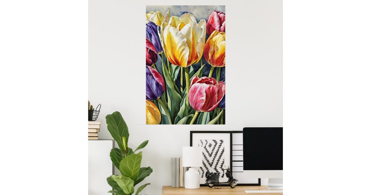 Romantic Tulip Blossom Poster - Floral Wall Art | Zazzle
