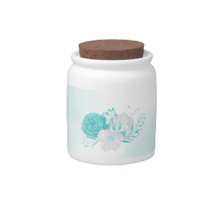 romantic turquoise flowers wedding  candy jar