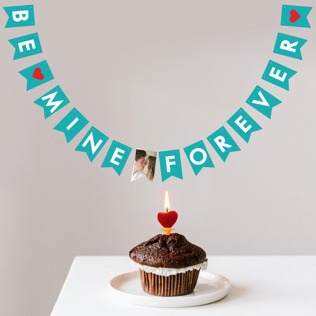 Romantic Turquoise Love Valentine Celebrate Photo Bunting Flags (Creator Uploaded)