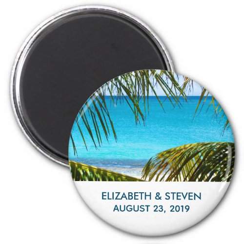Romantic Turquoise Tropical Beach Wedding Magnet