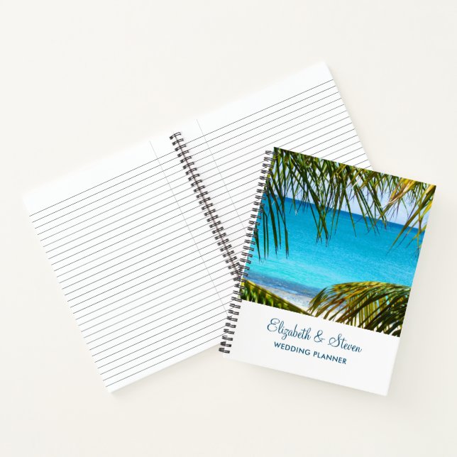 Romantic Turquoise Tropical Beach Wedding Planner Notebook (Inside)