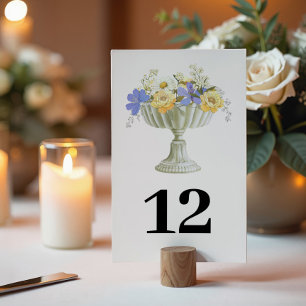 Romantic Tuscan Garden Floral Urn Wedding Table Number