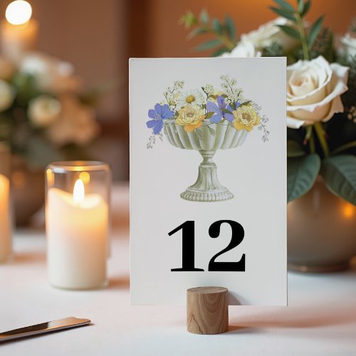 Romantic Tuscan Garden Floral Urn Wedding Table Number
