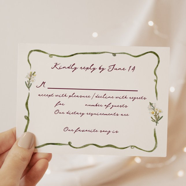 Romantic Tuscan Garden Whimsical Floral Wedding RSVP Card (Creator Uploaded)