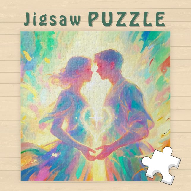 Romantic Twin Soul Love Man and Woman with Heart - Jigsaw Puzzle (Creator Uploaded)