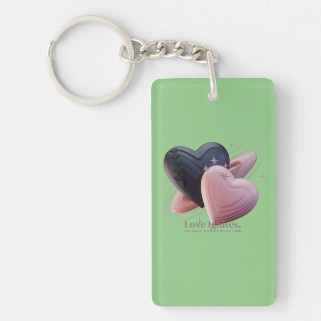 Romantic Two Hearts Keychain (Front)