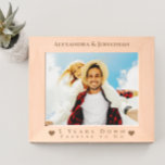 Romantic Two Hearts Newlywed Wedding Photo  Engraved Frames<br><div class="desc">Romantic Two Hearts Newlywed Wedding Photo Laser Etched Wood Frames. Bride and Groom's Names at top of frame. Five Years Down and Forever to Go at the bottom with two hearts on either side. Perfect for a 5th Wedding Anniversary Gift, according to tradition wood symbolizes the depth and strength that...</div>