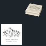 Romantic Two Swans In Love Wedding Rubber Stamp<br><div class="desc">RomanticTwo Swans In Love Wedding. Easily personalise your names and wedding date.</div>