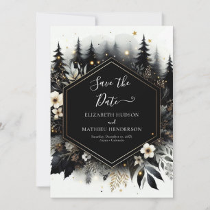 Romantic Typography Enchanted Forest Wedding Save The Date