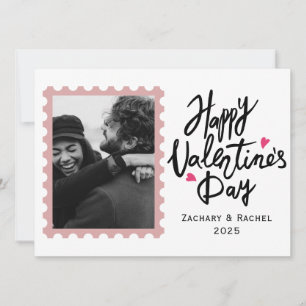 Romantic Typography Valentines day couple 1 photo Holiday Card