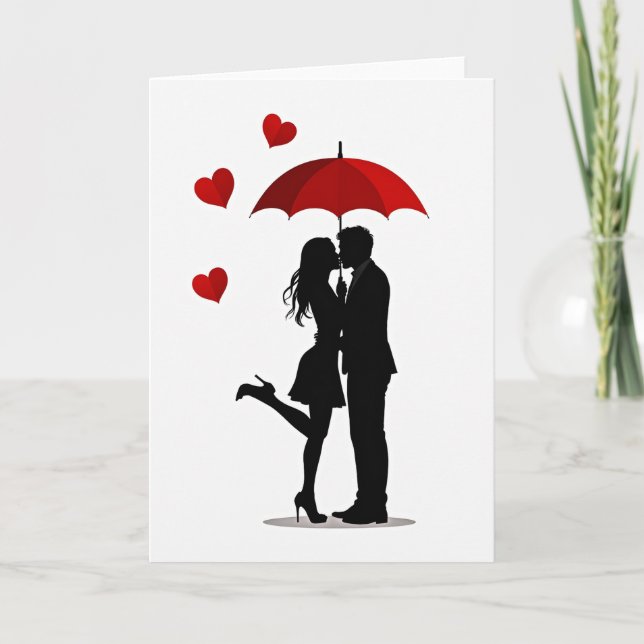 Romantic Umbrella Kiss Card (Front)