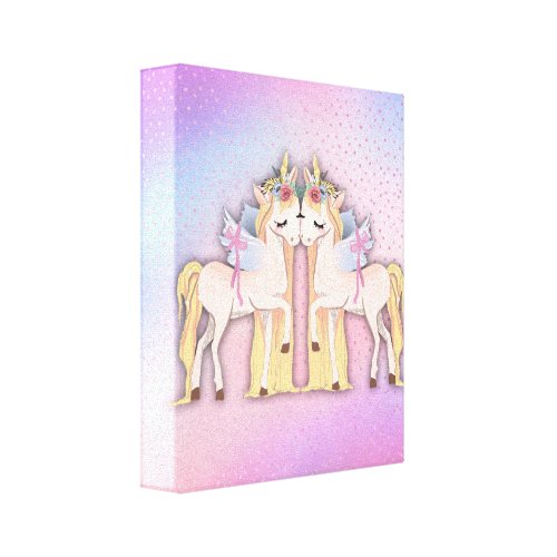 Romantic Unicorns on Pastel Rainbow