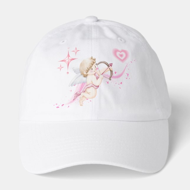 Romantic Valentine Art with Pink Heart Glow Hat (Front)
