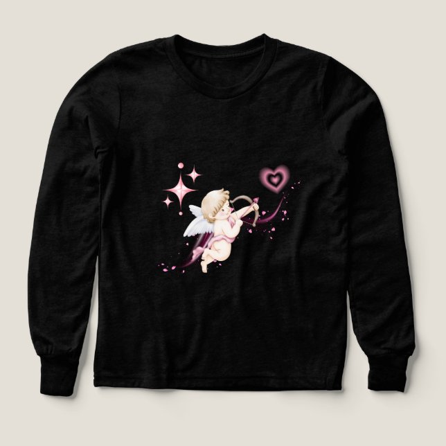 Romantic Valentine Art with Pink Heart Glow Tri-Blend Shirts (Design Front)