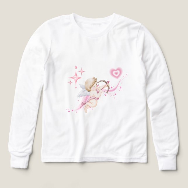 Romantic Valentine Art with Pink Heart Glow Tri-Blend Shirts (Design Front)
