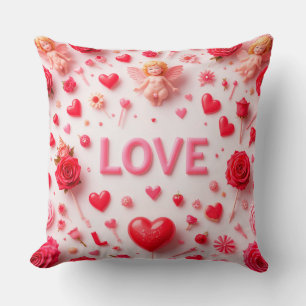Romantic Valentine Card Design Throw Pillow