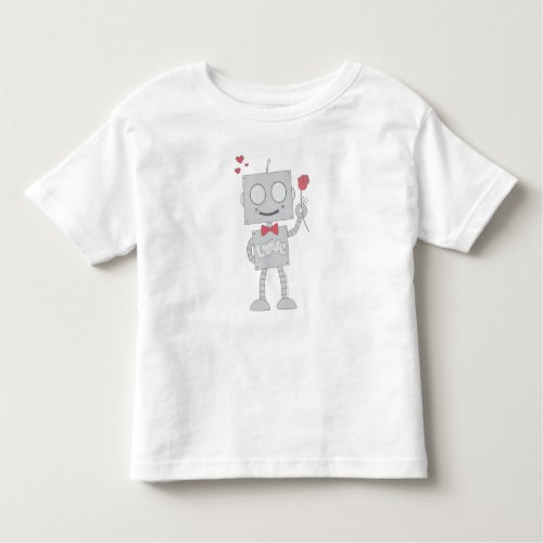 Romantic Valentine Cute Robot Graphic Toddler T_shirt