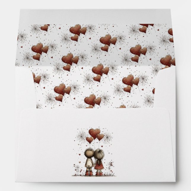 Romantic Valentine Design with Sparkling Hearts  Envelope (Back (Bottom))