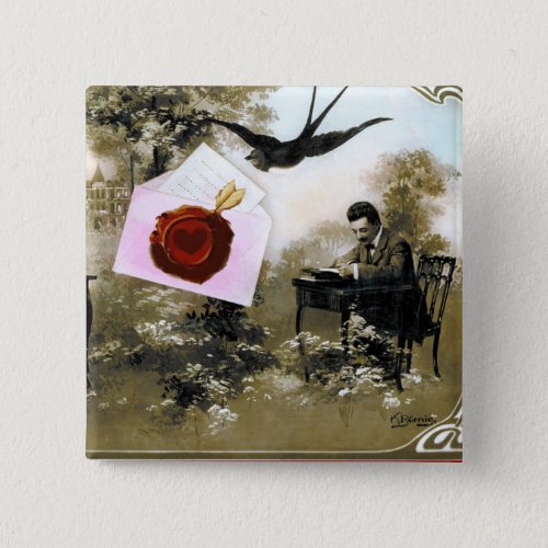 ROMANTIC VALENTINE LETTER RED WAX SEAL BUTTON