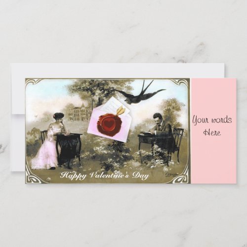 ROMANTIC VALENTINE LETTER RED WAX SEAL HOLIDAY CARD