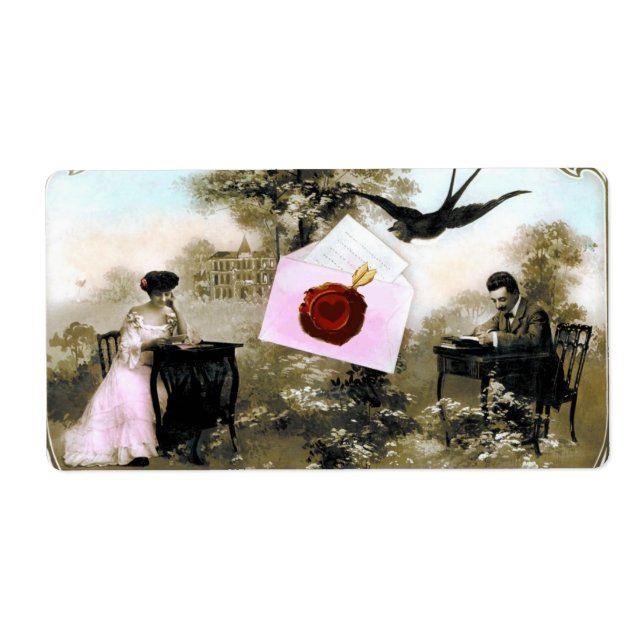 ROMANTIC VALENTINE LETTER ,RED WAX SEAL LABEL (Front)