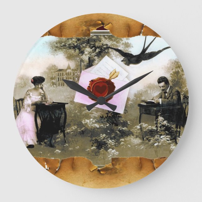 ROMANTIC VALENTINE LETTER ,RED WAX SEAL LARGE CLOCK (Front)