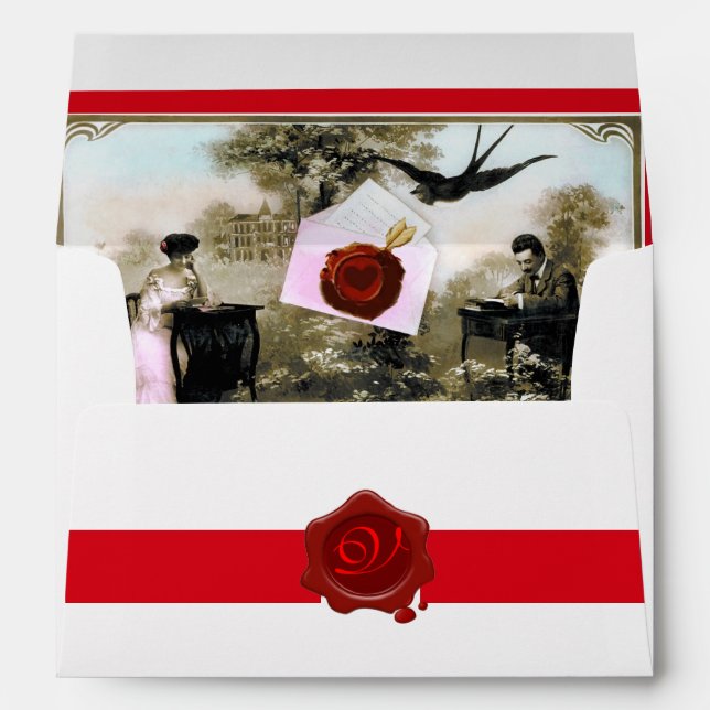 ROMANTIC VALENTINE LETTER ,RED WAX SEAL MONOGRAM ENVELOPE (Back (Bottom))