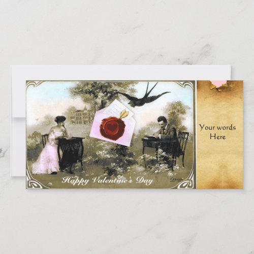 ROMANTIC VALENTINE LETTER RED WAX SEAL PARCHMENT HOLIDAY CARD